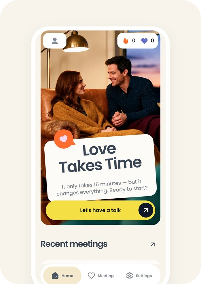 The home screen inviting you to start a talk