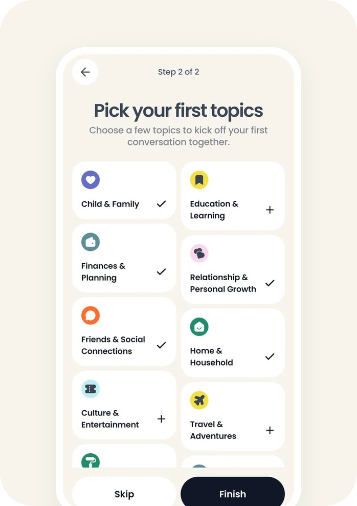 Choosing the first conversation topics